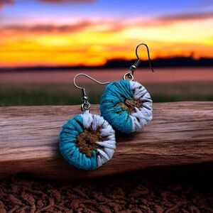 Hand stitched cork earrings